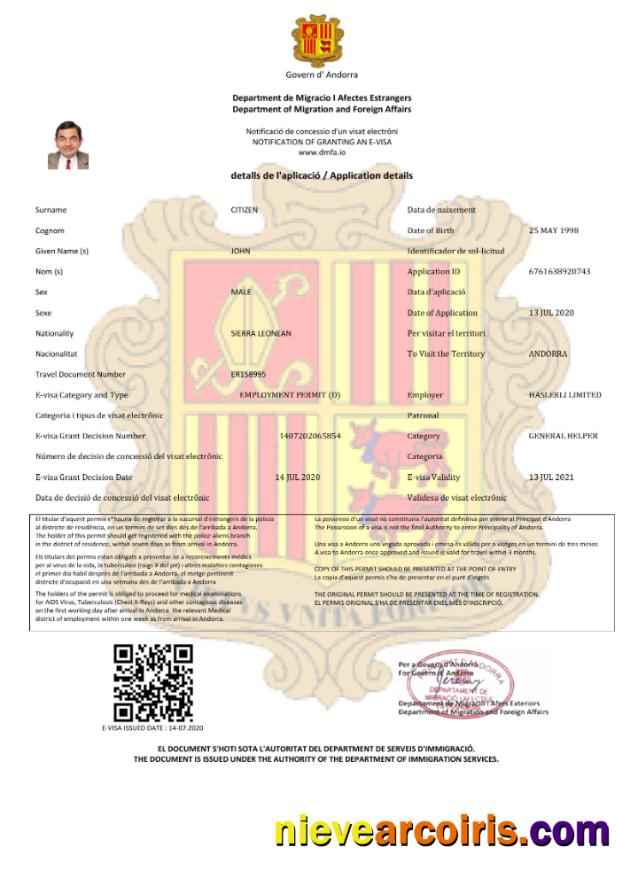 Andorra e-visa
